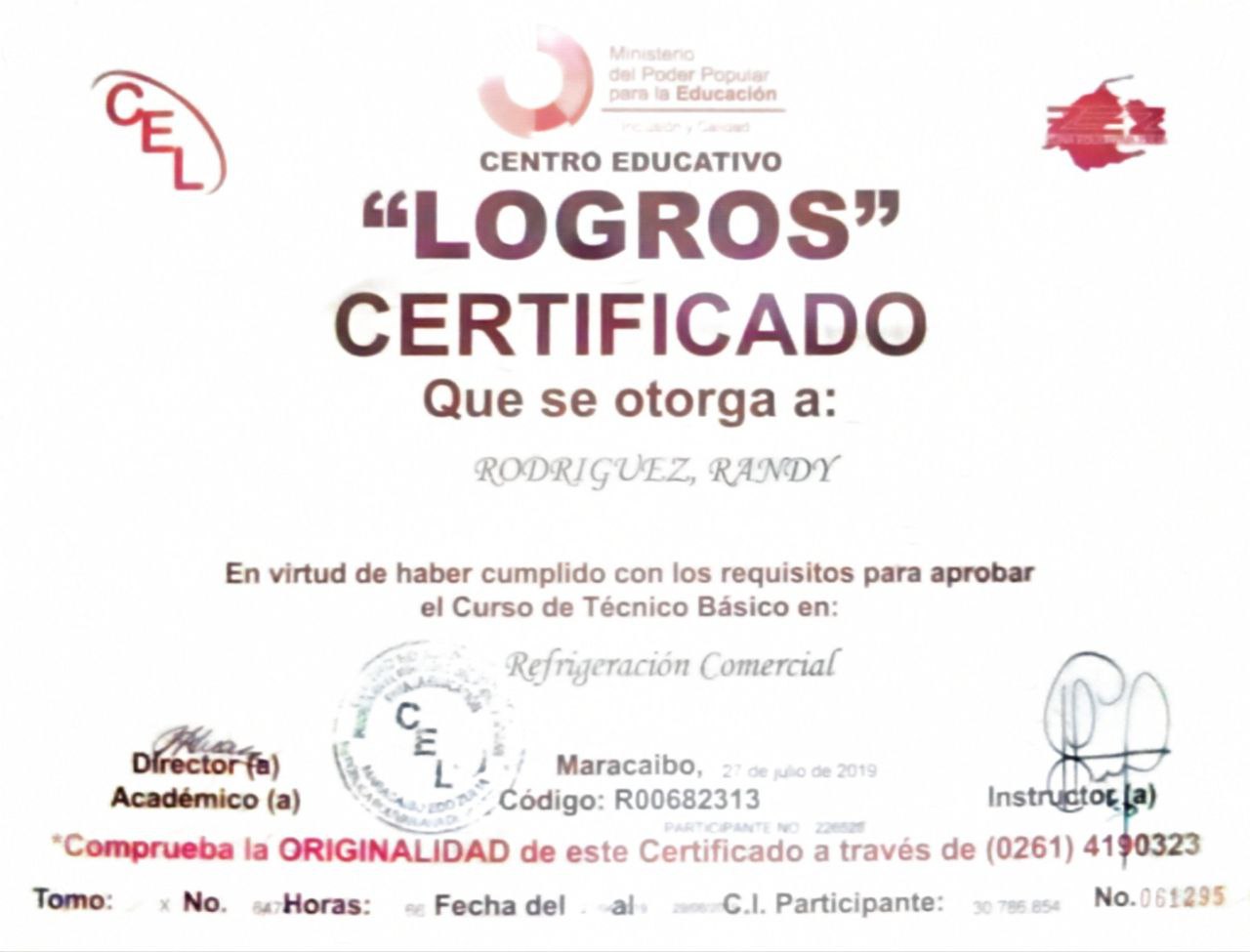Certificado Refrigeracion Comercial